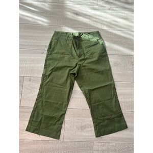 White Stag Dark Olive Green Stretch Straight Leg Utility Capri Pants Size 14